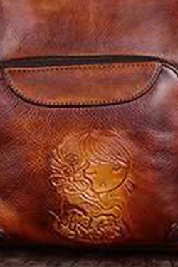 Handmade Yellow Versatile Paitings Calf Leather Backpack Bag