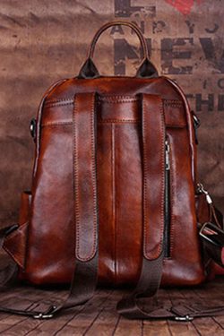 Handmade Yellow Versatile Paitings Calf Leather Backpack Bag