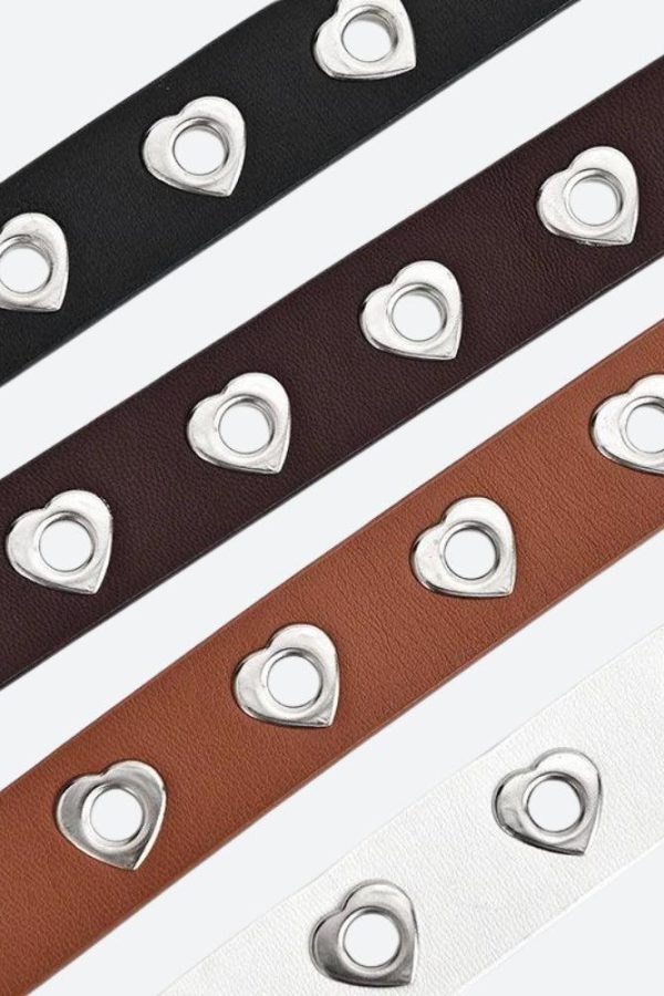 Heart Buckle Faux Leather Belt