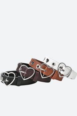 Heart Buckle Faux Leather Belt