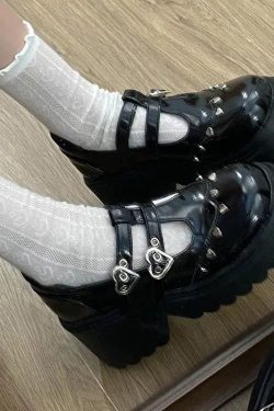 Heart Buckled Platform Mary Jane Shoes