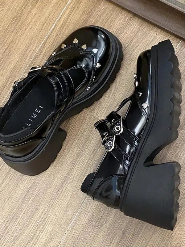 Heart Buckled Platform Mary Jane Shoes
