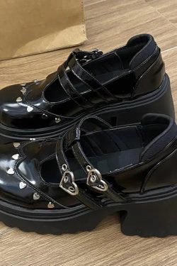 Heart Buckled Platform Mary Jane Shoes