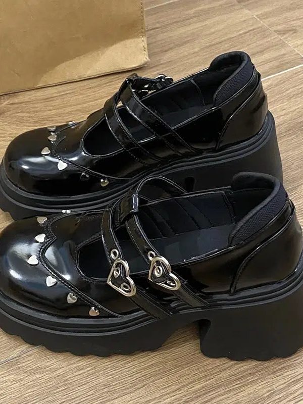 Heart Buckled Platform Mary Jane Shoes