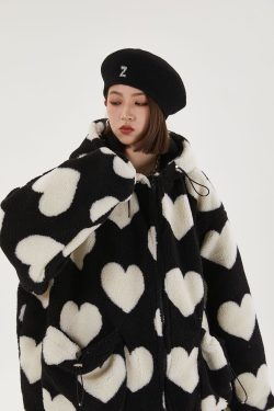 Heart Pattern Hooded Jacket