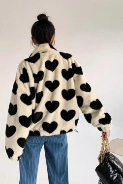Heart Pattern Teddy Jacket