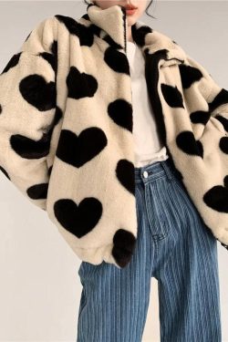 Heart Pattern Teddy Jacket
