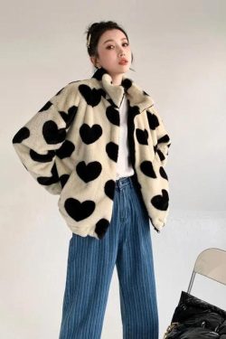 Heart Pattern Teddy Jacket