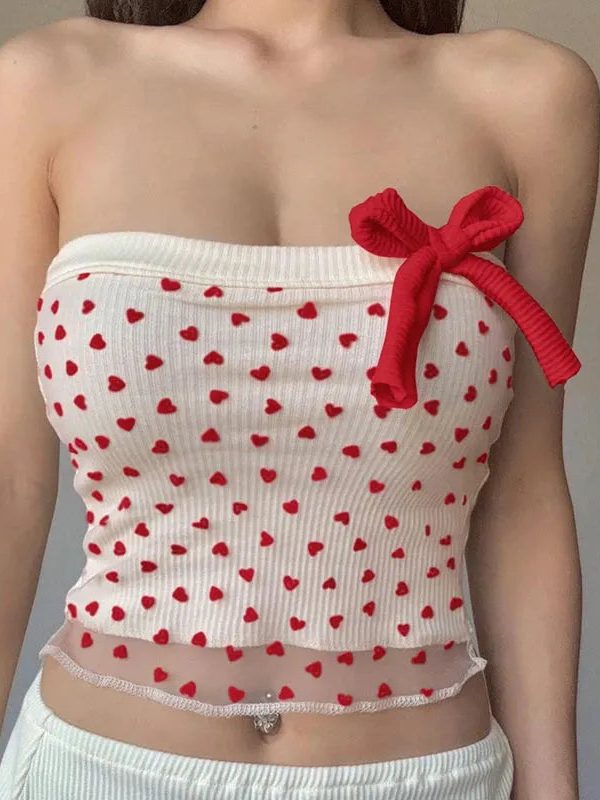 Heart Ribbed Tube Top