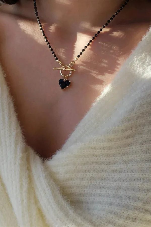 Heart Toggle Clasp Beaded Necklace