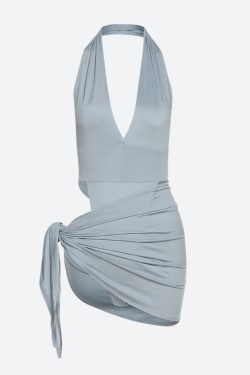 High Cut Swimsuit & Skirt Two Piece Set