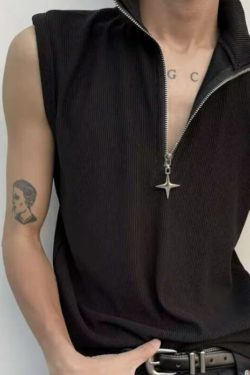 High Neck Ribbed Zip Top