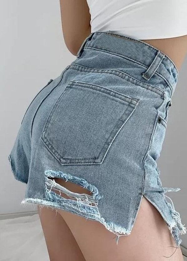 High Waist Extra Distressed Jean Shorts