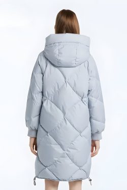 Hooded Zip-Up Long Puffer Coat