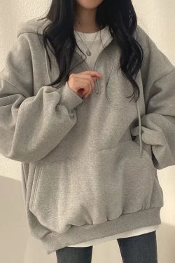 Indie Oversized Zip Up Hoodie
