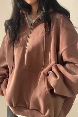 Indie Oversized Zip Up Hoodie