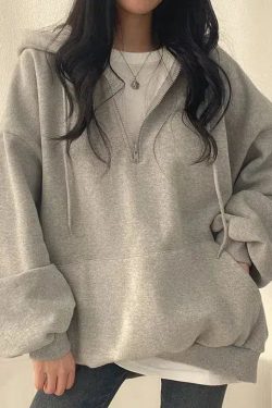 Indie Oversized Zip Up Hoodie