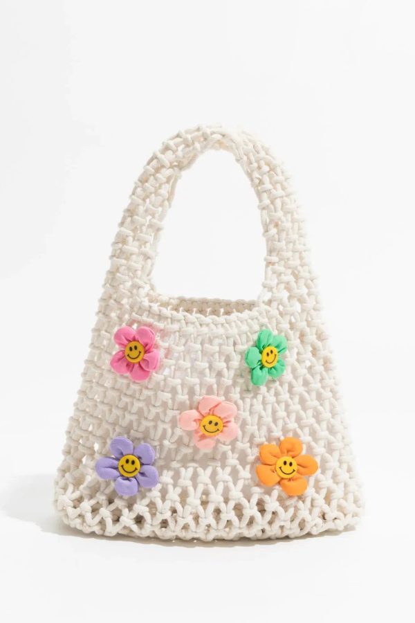 Indie Smiley Flowers Crochet Bag