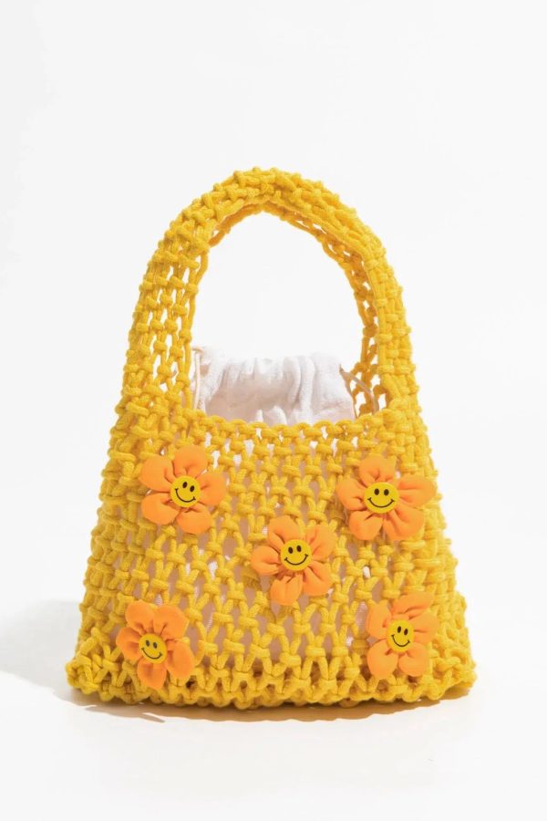 Indie Smiley Flowers Crochet Bag