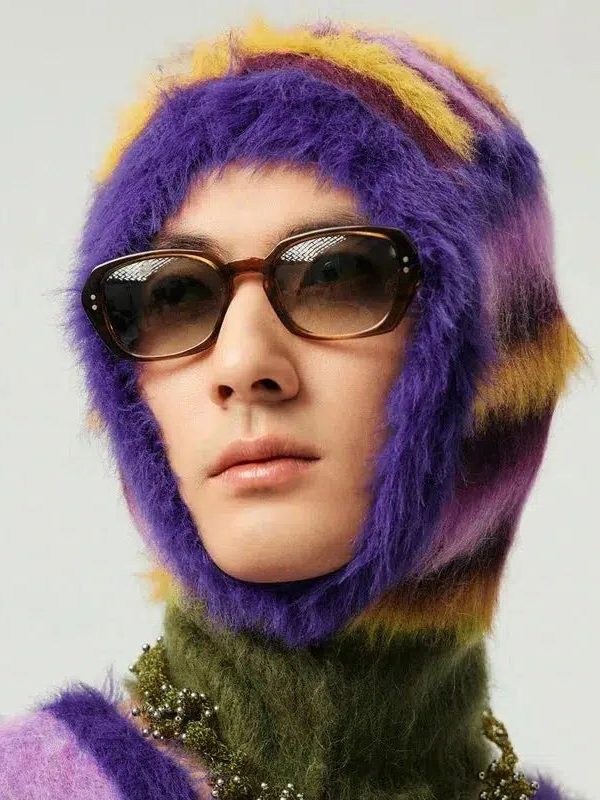 Indie Striped Fluffy Balaclava