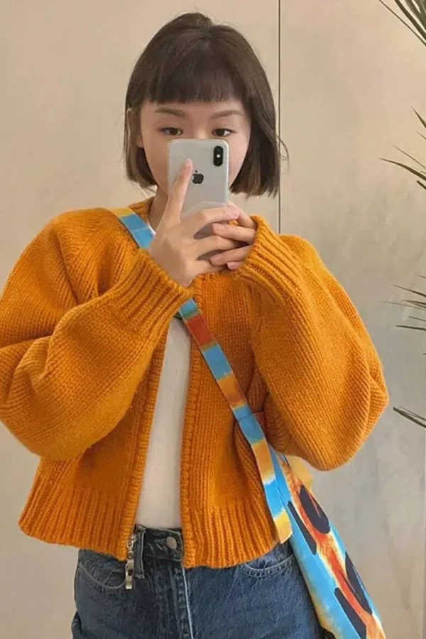 Indie Zip Up Knitted Cardigan