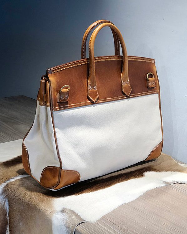 Italian Army Green Calf Leather Patchwork Tote Handbag