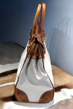 Italian Army Green Calf Leather Patchwork Tote Handbag