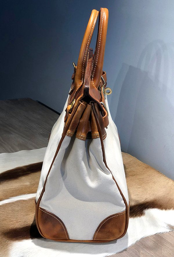 Italian Army Green Calf Leather Patchwork Tote Handbag