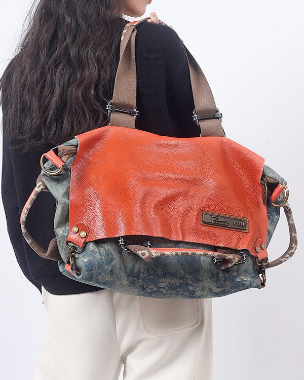 Italian Large Capacity Print Versatile Satchel Bag Handbag