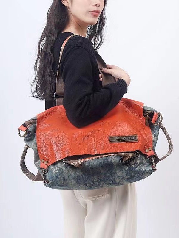 Italian Large Capacity Print Versatile Satchel Bag Handbag