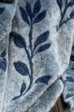 Jacquard Blue O-Neck Cozy Mink Hair Knitted Sweater Spring