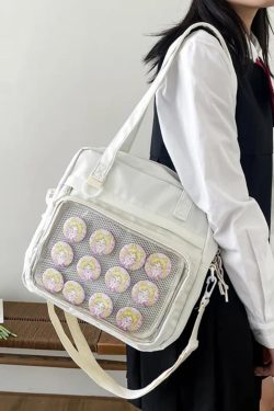 Japanese Ita Bag: Transparent Kawaii Shoulder Tote, Anime Pin Display
