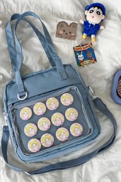 Japanese Ita Bag: Transparent Kawaii Shoulder Tote, Anime Pin Display