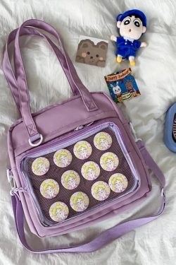 Japanese Ita Bag: Transparent Kawaii Shoulder Tote, Anime Pin Display
