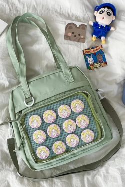 Japanese Ita Bag: Transparent Kawaii Shoulder Tote, Anime Pin Display