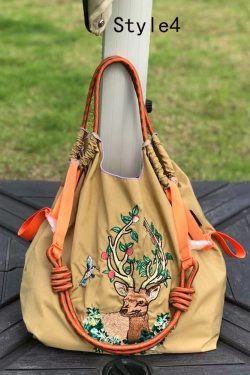 Japanese Style Embroidered Nylon Satchel Bag Handbag