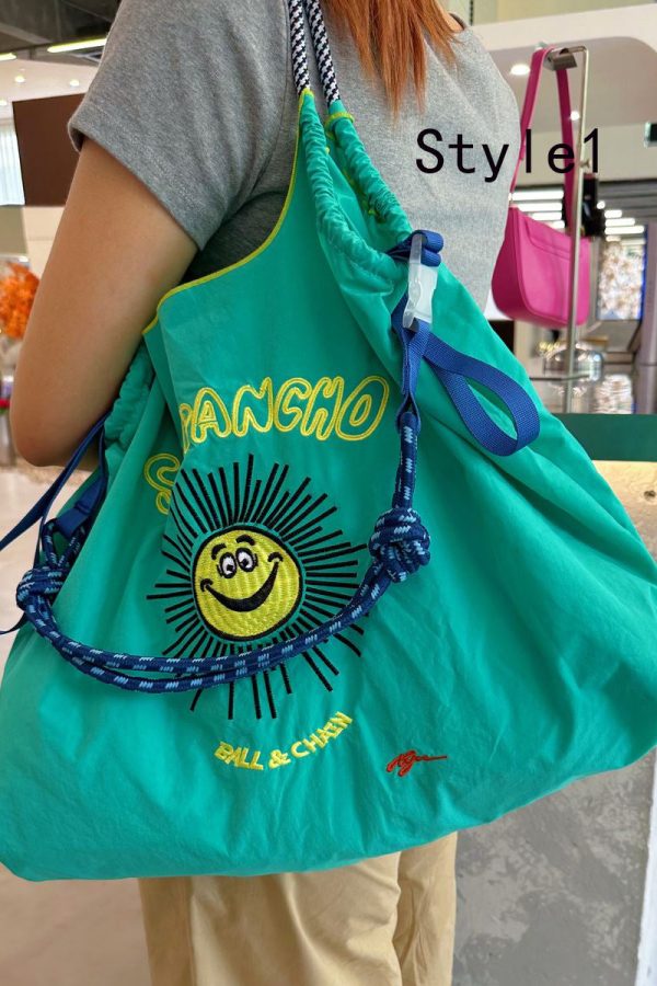 Japanese Style Embroidered Nylon Satchel Bag Handbag