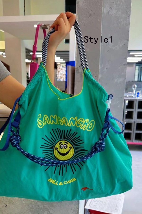 Japanese Style Embroidered Nylon Satchel Bag Handbag