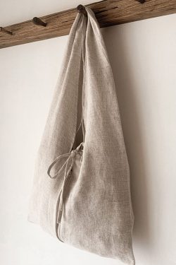 Japanese Style Linen Large Capacity Lace Up Shoulder Bag