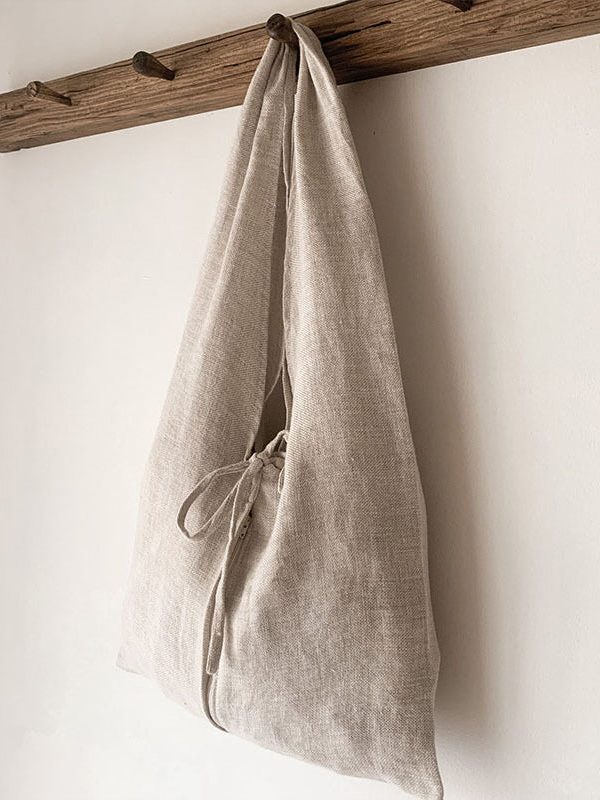 Japanese Style Linen Large Capacity Lace Up Shoulder Bag