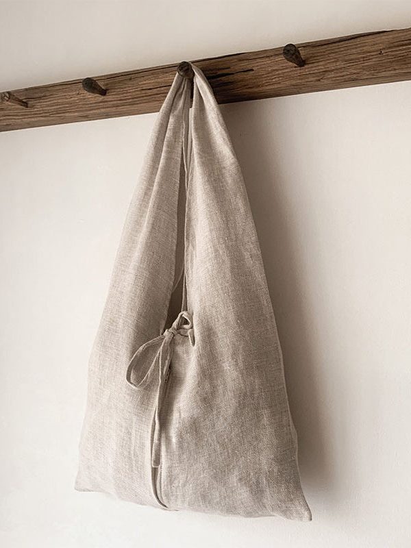 Japanese Style Linen Large Capacity Lace Up Shoulder Bag
