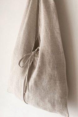 Japanese Style Linen Large Capacity Lace Up Shoulder Bag
