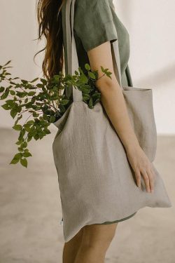 Japanese Style Vacation Large Capacity Linen Shopping Bag