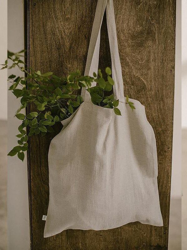 Japanese Style Vacation Large Capacity Linen Shopping Bag