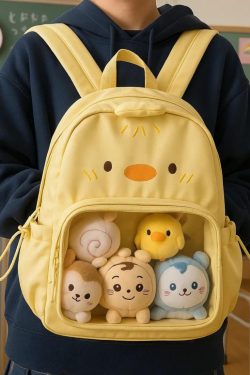 Kawaii Ita Backpack – Nylon Mochila with Clear Display Pocket