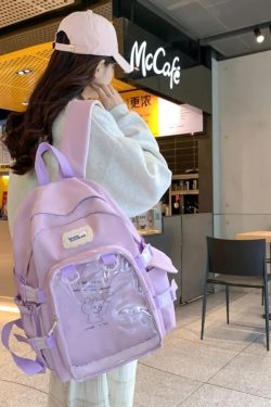 Kawaii Ita Backpack: Transparent Plush Doll Display - Anime School Bag