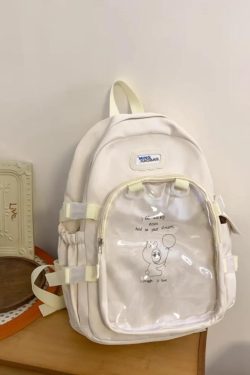 Kawaii Ita Backpack: Transparent Plush Doll Display - Anime School Bag