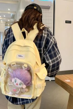 Kawaii Ita Backpack: Transparent Plush Doll Display - Anime School Bag