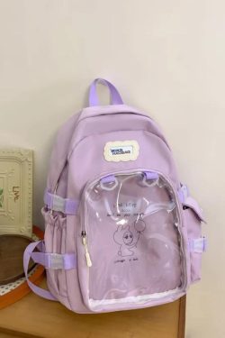 Kawaii Ita Backpack: Transparent Plush Doll Display - Anime School Bag