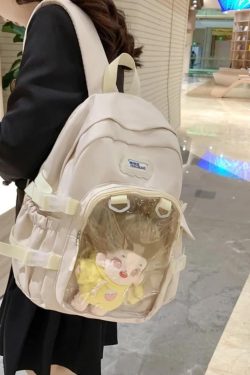 Kawaii Ita Backpack: Transparent Plush Doll Display - Anime School Bag